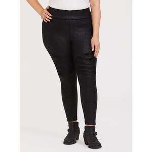 Torrid Pixie Pants Plus 4X Studio Ponte Moto Slim Fix Pull On Pintucked Black
